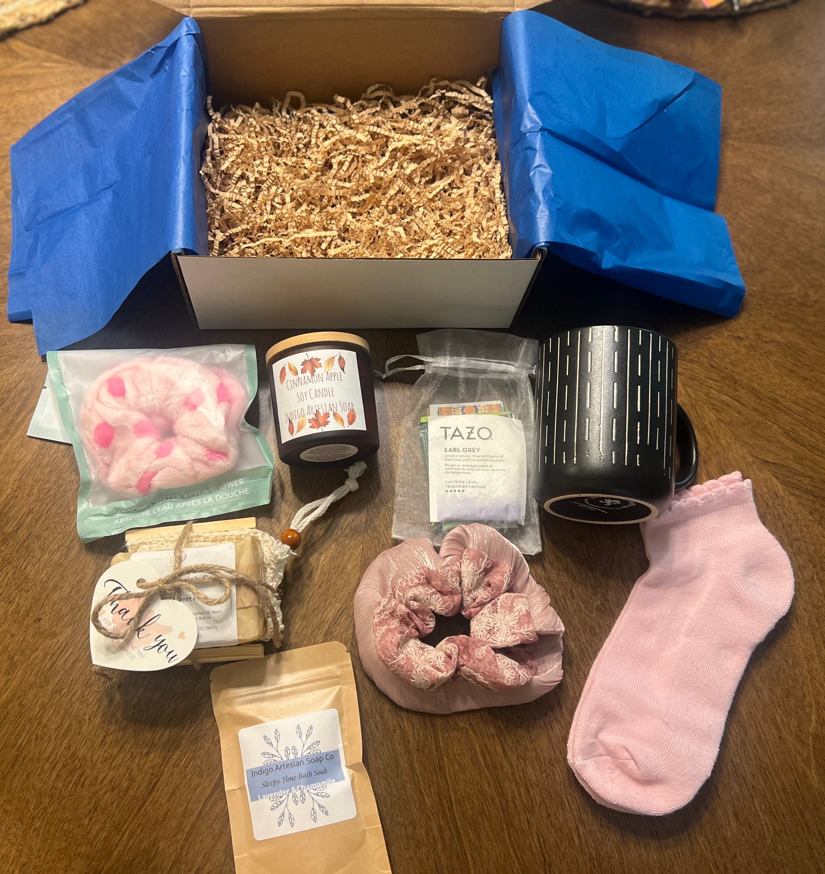 Cozy Night In Gift Box - closed with Tazo tea visible